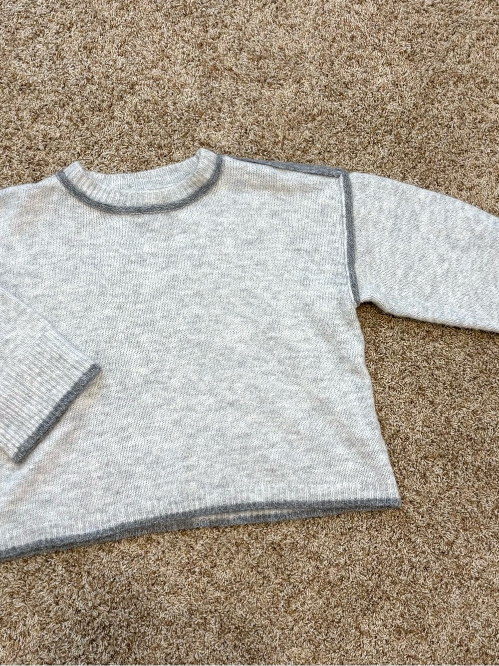 By Together Light Gray Crewneck Sweater with Dark Gray Trim